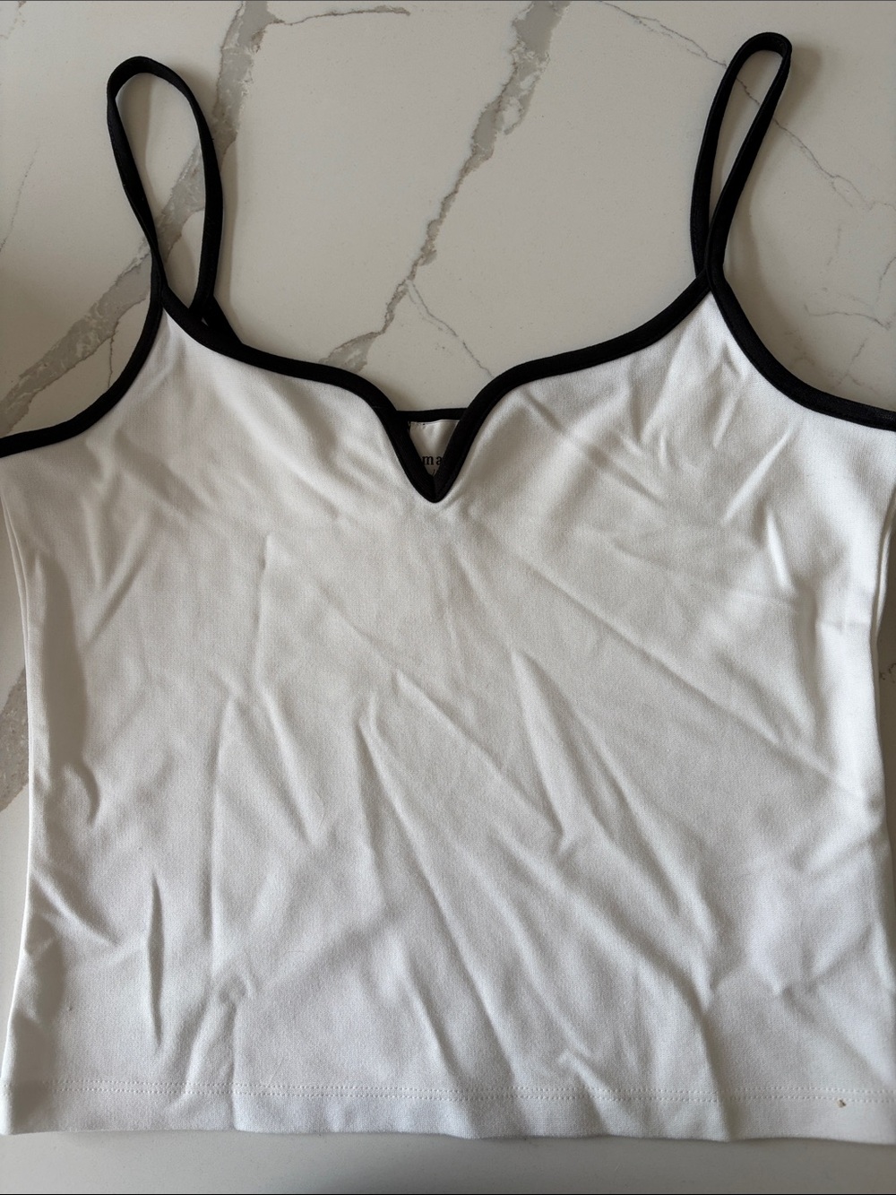 Maeve White Cami with Black Trim